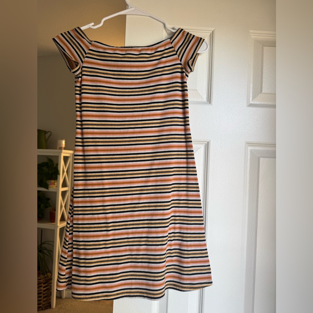 SO Black, Peach, and Cream Striped Mini Dress